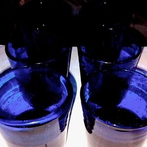 Vintage Cobalt Blue Drinking Glasses Set Of 2